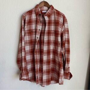Men's Dark Brown White Flannel Plaid Shirt